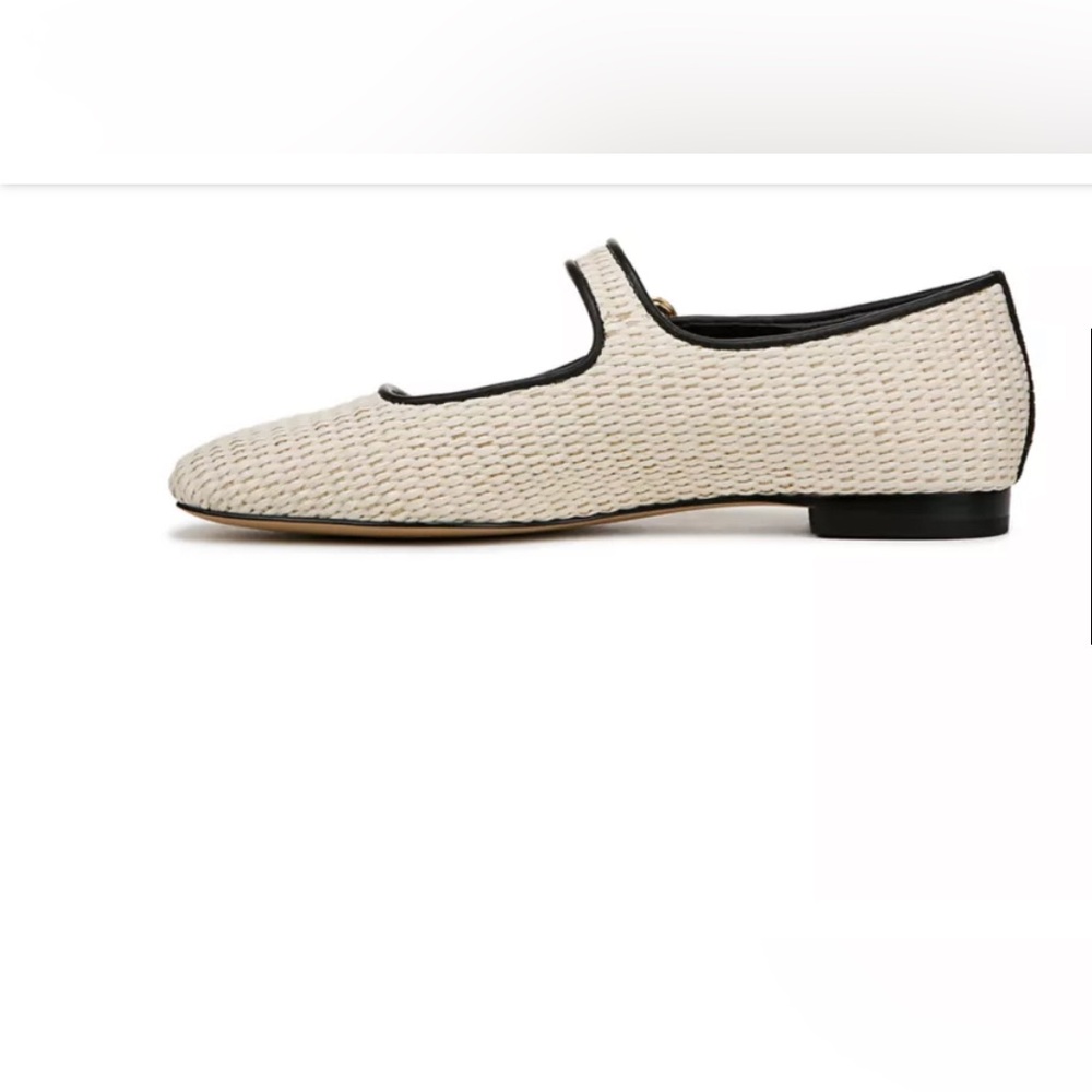Sam Edelman Michaela Mary Jane Flat - Linen Raffia Ivory Black NIBox Size 8 - Picture 3 of 10